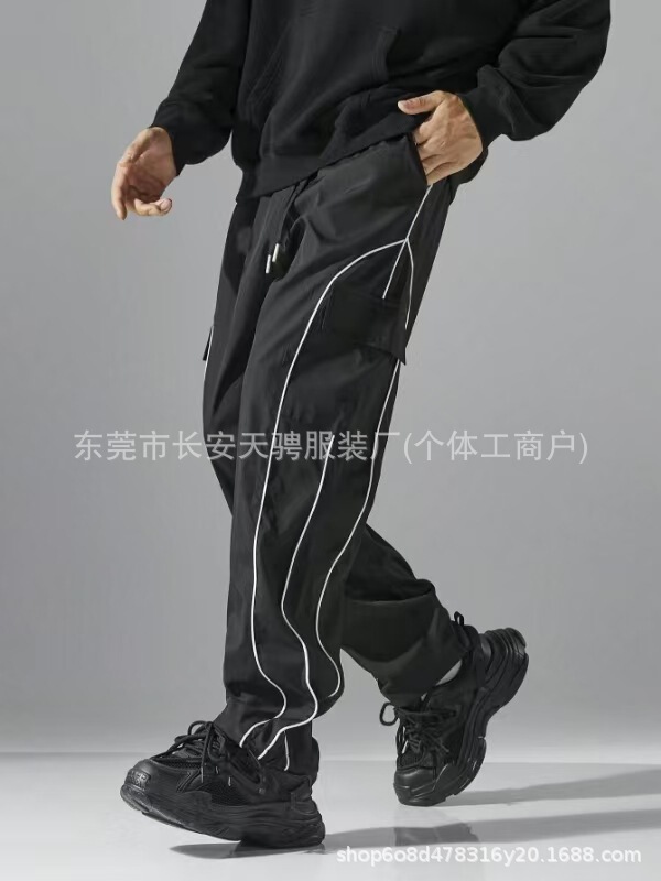 跨境厂家直销薄款美式水洗个性设计感休闲时尚高街日系宽松长裤子|undefined
