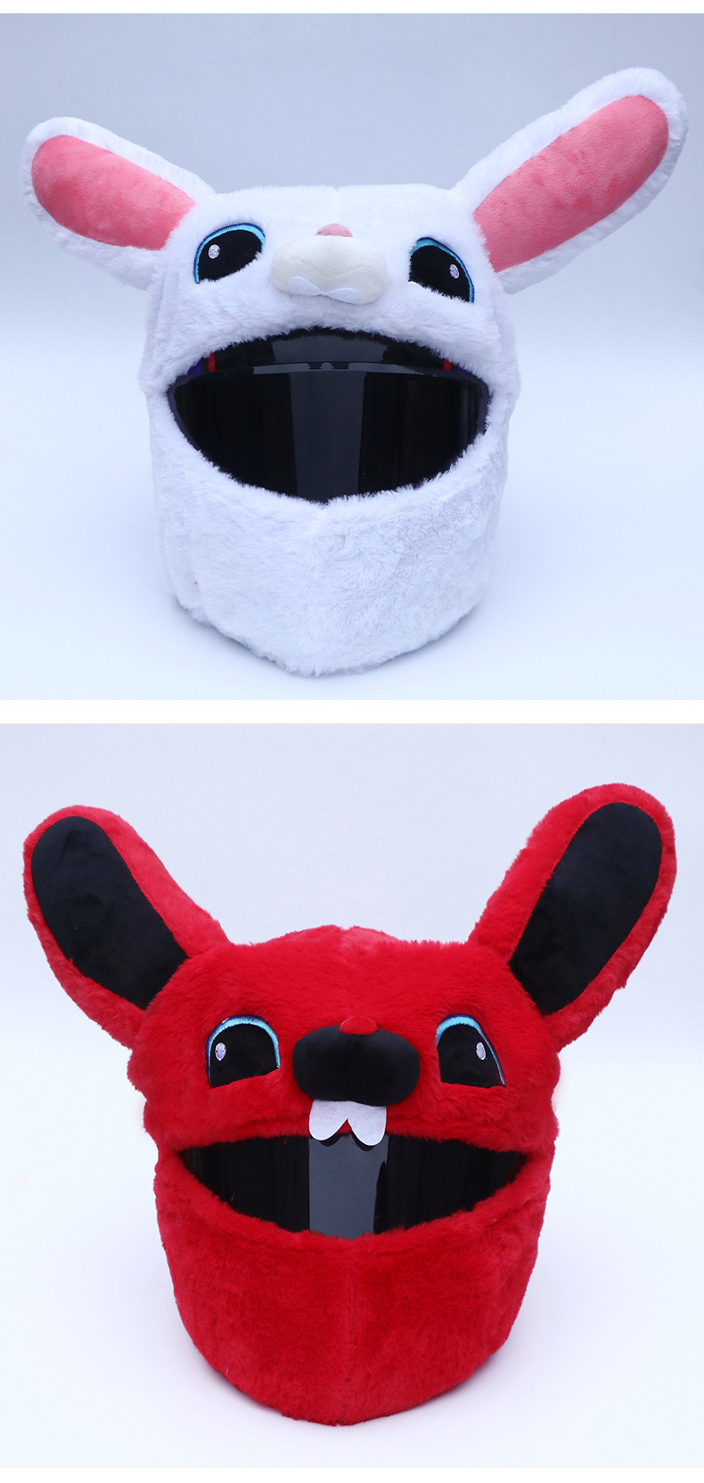 Cross-border full-face helmet plush cover, outdoor cycling and motorcycle riding, funny mask, cartoon plush helmet cover