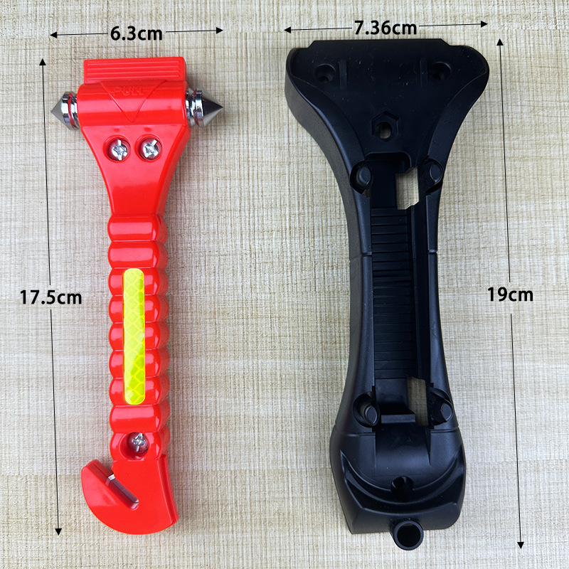 Car Safety Hammer Car-Mounted Multi-Functional Double-Headed Metal Hammer with Cutter to Escape and Save Lives Emergency Window-Breaking Artifact Wholesale
