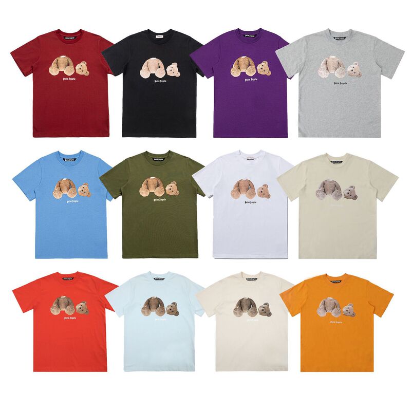 2024 New Trendy American Style Pa Palm Angels High-Quality Broken-Head Bear Short-Sleeve Couple Matching Round-Neck T-Shirt