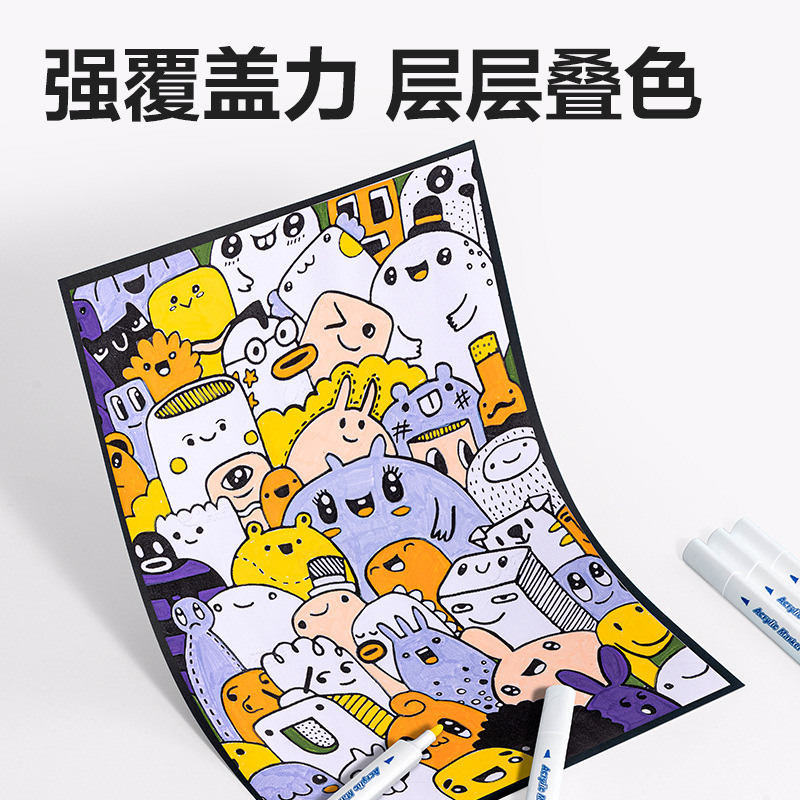 Deli HM331 acrílico marcador bolígrafo de acuarela de varilla triangular color apilable impermeable bolígrafo pintado a mano para niños