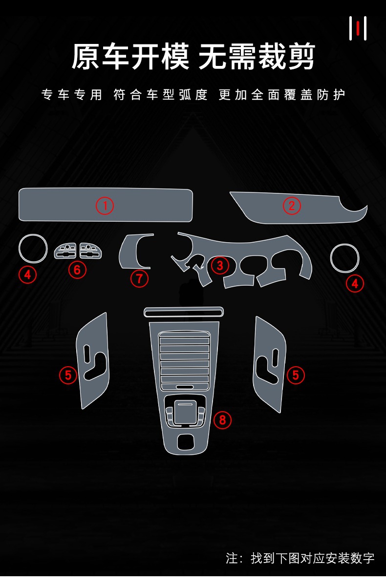 Suitable for 21-25 Mercedes-Benz Amg Gla Central Control Gear Interior Car Sticker Screen Paint Transparent Tpu Protective Film
