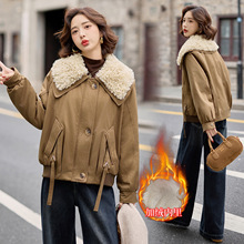 2025新款冬季毛绒翻领加绒厚外套女流行爆款休闲时尚气质保暖上衣