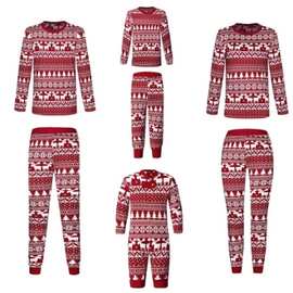 亚马逊ebay2020欧美圣诞节新款  亲子装居家套装睡衣