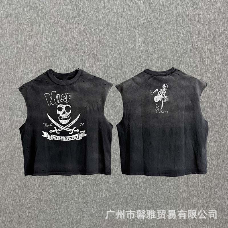 Other Misfits Tank Skull Crossbones Distressed Black