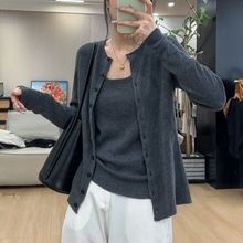 两件套大码春秋新款设计感时尚胖mm修身显瘦穿搭一整套开衫背心