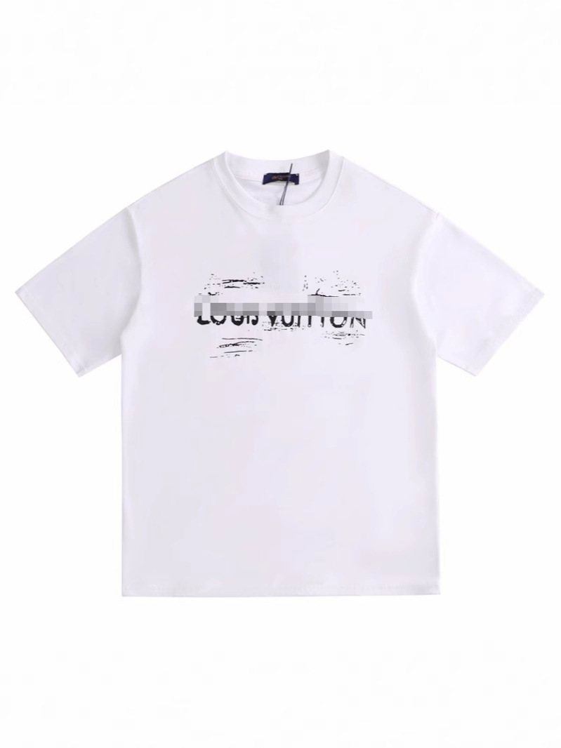 Versión alta del camino transfronterizo verano hombres y mujeres con el mismo estilo simple V estampado 100% algodón casual camiseta de manga corta