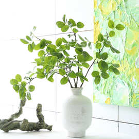 仿真绿植带果紫薇叶 假花家居装饰植树布景3D打印胶布绿植