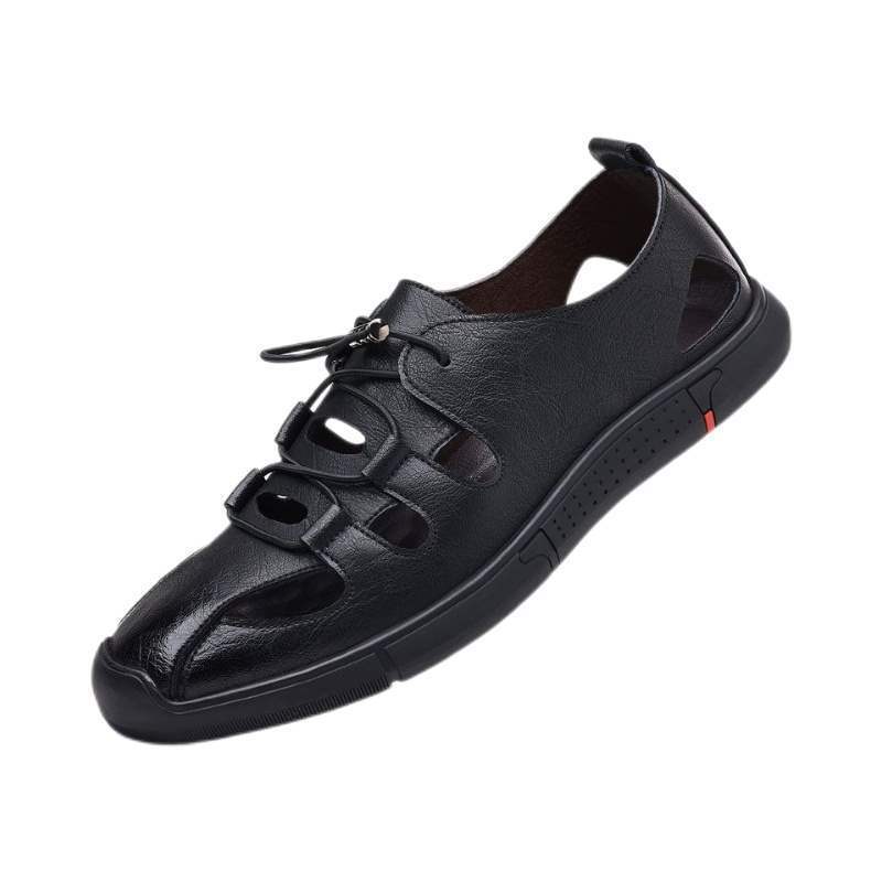 Summer Sandals for Men, Casual Leather Shoes, Breathable Hollow Lace-Up Leather Shoes, Middle-Aged Dad Shoes Summer Sandals for Men, Casual Leather Shoes, Breathable Hollow Lace-Up Leather Shoes, Middle-Aged Dad Shoes
