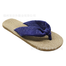 OEM定制欧美外贸亲子款帆布夹脚拖EVA压纹底人字沙滩拖Flip Flops