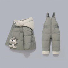 2025韩版儿童羽绒裤背带裤秋冬外穿连体宝宝衣服外贸童装批发