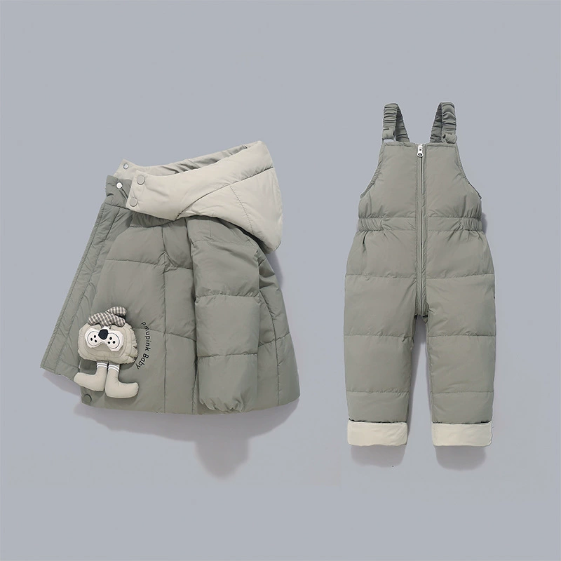 2025韩版儿童羽绒裤背带裤秋冬外穿连体宝宝衣服外贸童装批发