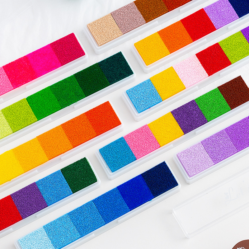 Degradado largo color caramelo color inkpad DIY gradiente multicolor mesa de impresión de los niños dedo pintura pequeña inkpad 10