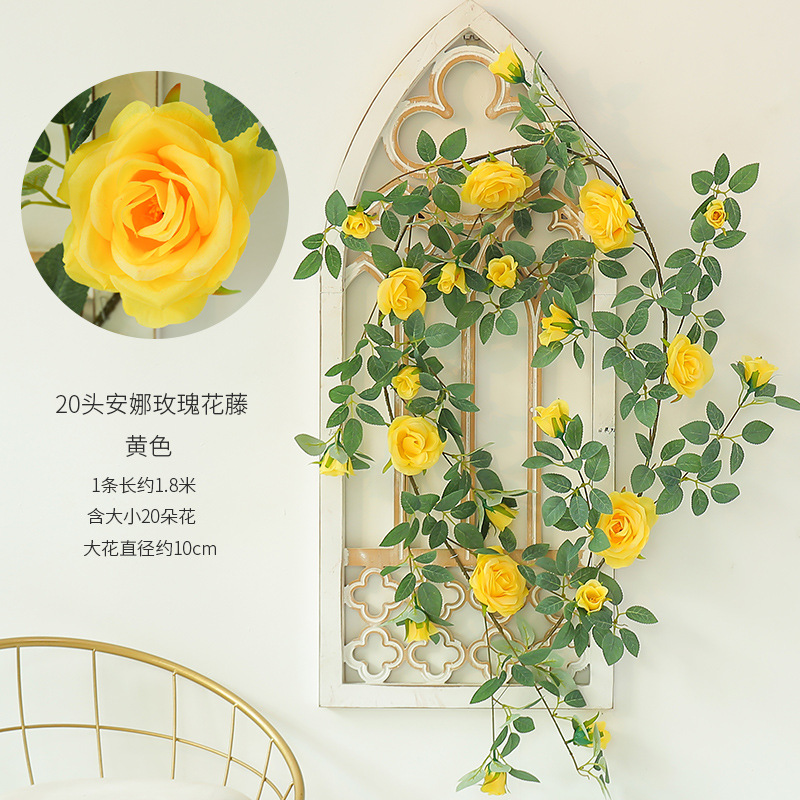 Venta al por mayor decoración de la boda flor artificial vid rosa boda rosa ratán flor artificial vid