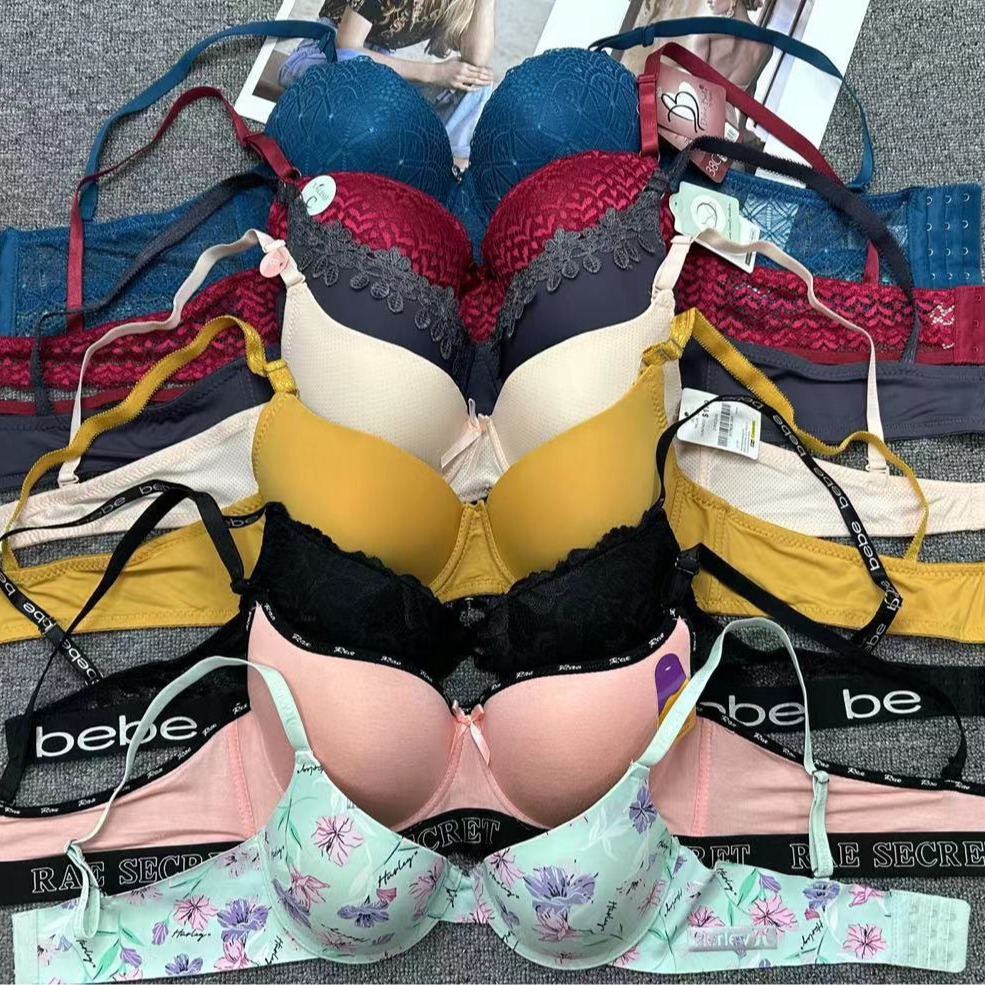 Mixto de marcas europeas y estadounidenses del sudeste asiático, ropa interior de damas con anillo de acero, encaje liso, sujetadores mixtos lotes