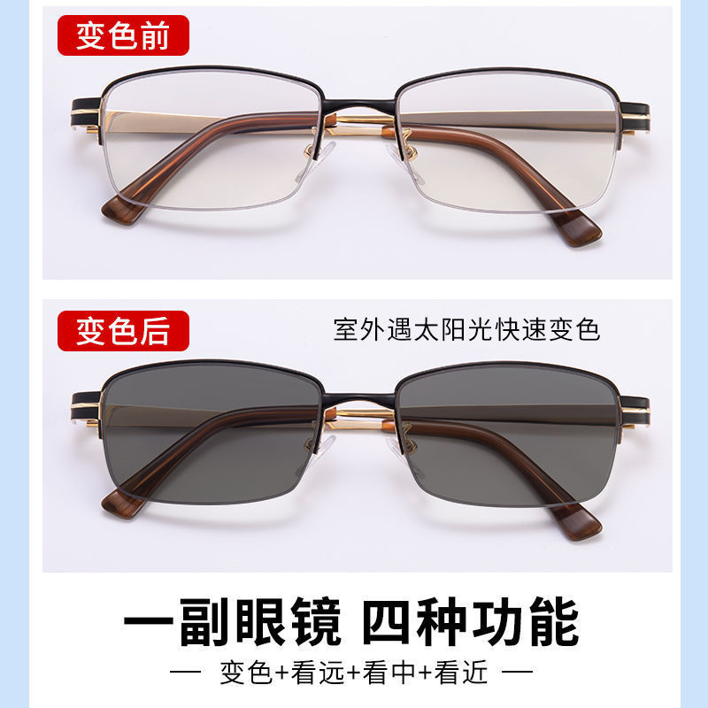 男性用の色が変わる老眼鏡、遠近両用、中高年向けの女性用高級高精細老眼鏡、スマートな抗青色光および抗放射線|undefined