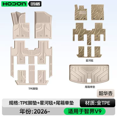 Modelə uyğun ayaqaltı – Mats, Tpe26 Model Car Interior - 212t01-zhijie-v9-26-models-seven-seats-package-model-shaohua-apricot-tpe-beige-galaxy-blanket-tail-box-single-pad