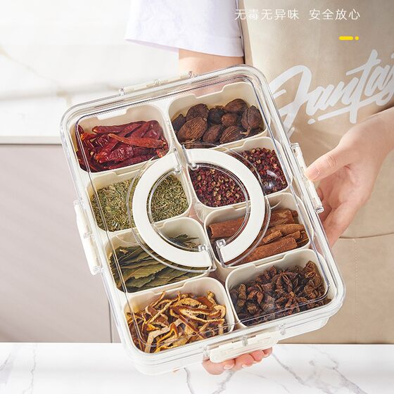 Spice Sub-packaging Storage Box Portable Sealed Fresh-keeping Box Kitchen Seasoning Box Transparent Dried Fruit Storage Box with Lid