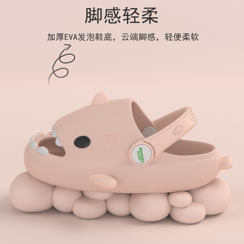Cross-border shark-shaped children's stepping sensation hole-toe shoes  summer new children's EVA light sole beach shoes for women and men
