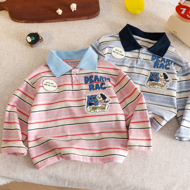 Children's Long-Sleeved T-Shirt 2026 New Spring & Fall Style Boys' Spring Clothing Stripesd Polo Shirt Top Baby Casual Kidsren's Clothing t