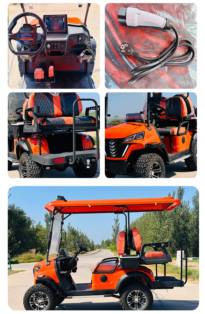 New Orange Electric Golf Cart 4 Seats Scenic Area Property Park Patrol Hotel Reception Car Can Be Customized