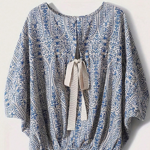 Cross-border European and American foreign trade series tie shirt 2025 summer Amazon fashion loose half sleeve turtleneck shirt women's clothing