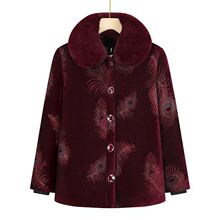 奶奶装冬装棉衣外套女中老年人冬季加绒加厚金丝绒棉袄老太太衣服