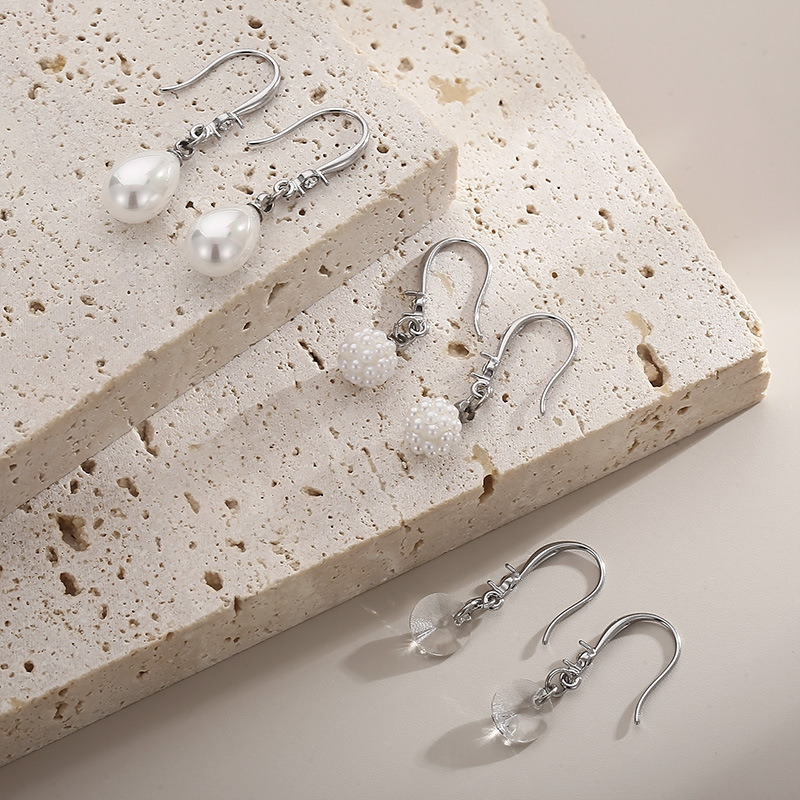 Drop Earrings Classification 1 Pair Quantity PVD Coated 18K Gold Plated Solid Color 304 Stainless Steel Stainless Steel Satellite Stone Fashion Waterproof Non Tarnish Drop Earrings