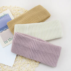 Eurasian Plain Color Bow Headband Knitted Wool Thread Headband Vertical Groove Embossed Hair Accessory Face Wash Korean Version Simple Hair Pinch Head Cover