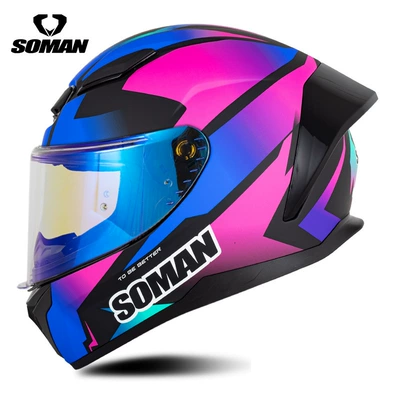 Motosiklet kaskı (dəbilqə), Helmet SM973 - blue-violet-vision-plus-transparent-revo-blue-s