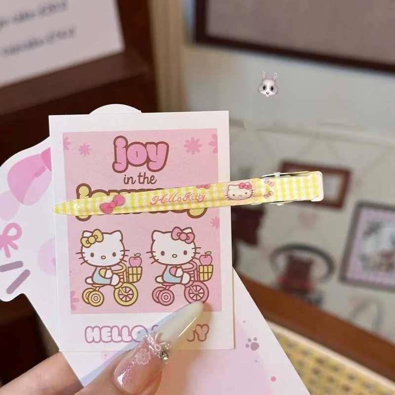 キティヘアピン、ワンラインヘアピン、超妖精かわいい漫画の頭飾り、かわいい女の子のふわふわ前髪、カッティングヘア、カモノハシクリップ|undefined