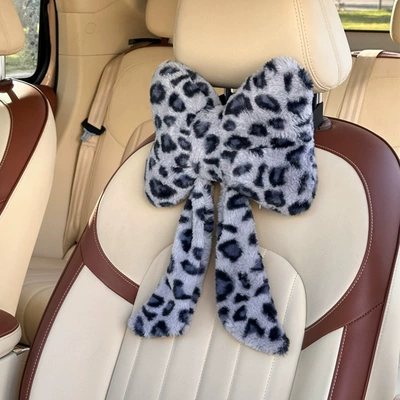 Accessories Rabbit Fur Leopard Print, Waist support - black-1-headrest