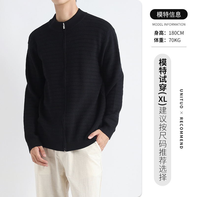 Lujo ligero de lujo suéter con cremallera de cuello alto Cardigan chaqueta de hombre de alto nivel sensación de invierno / otoño chaqueta casual polo