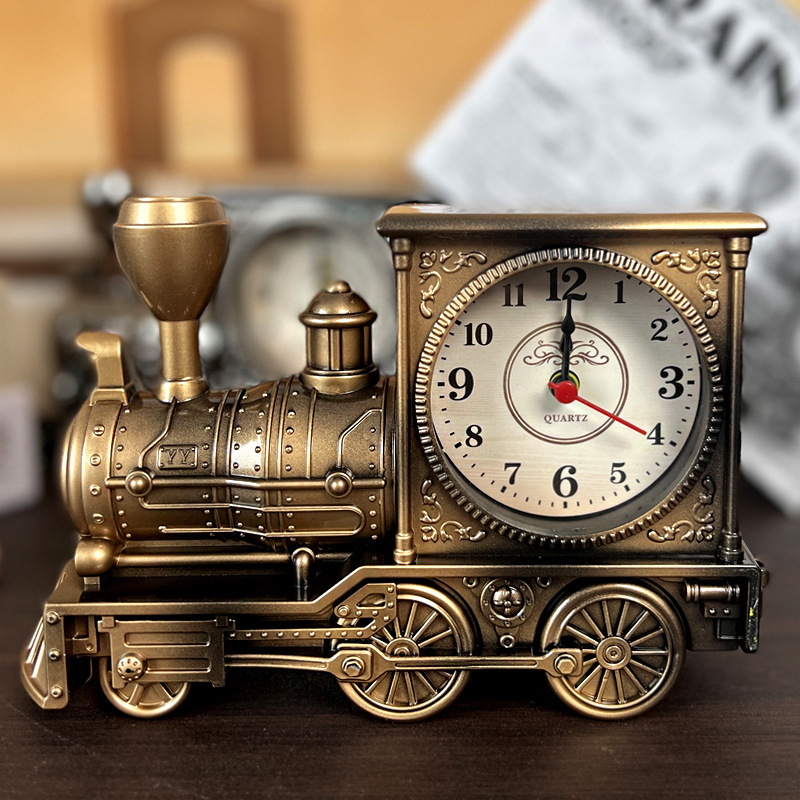 Creative home wake-up alarm student gift school gift antique locomotive alarm clock