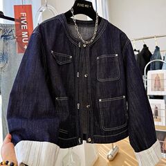 2025新款高级感韩系圆领短款牛仔外套女超好看春秋夹克小个子上衣