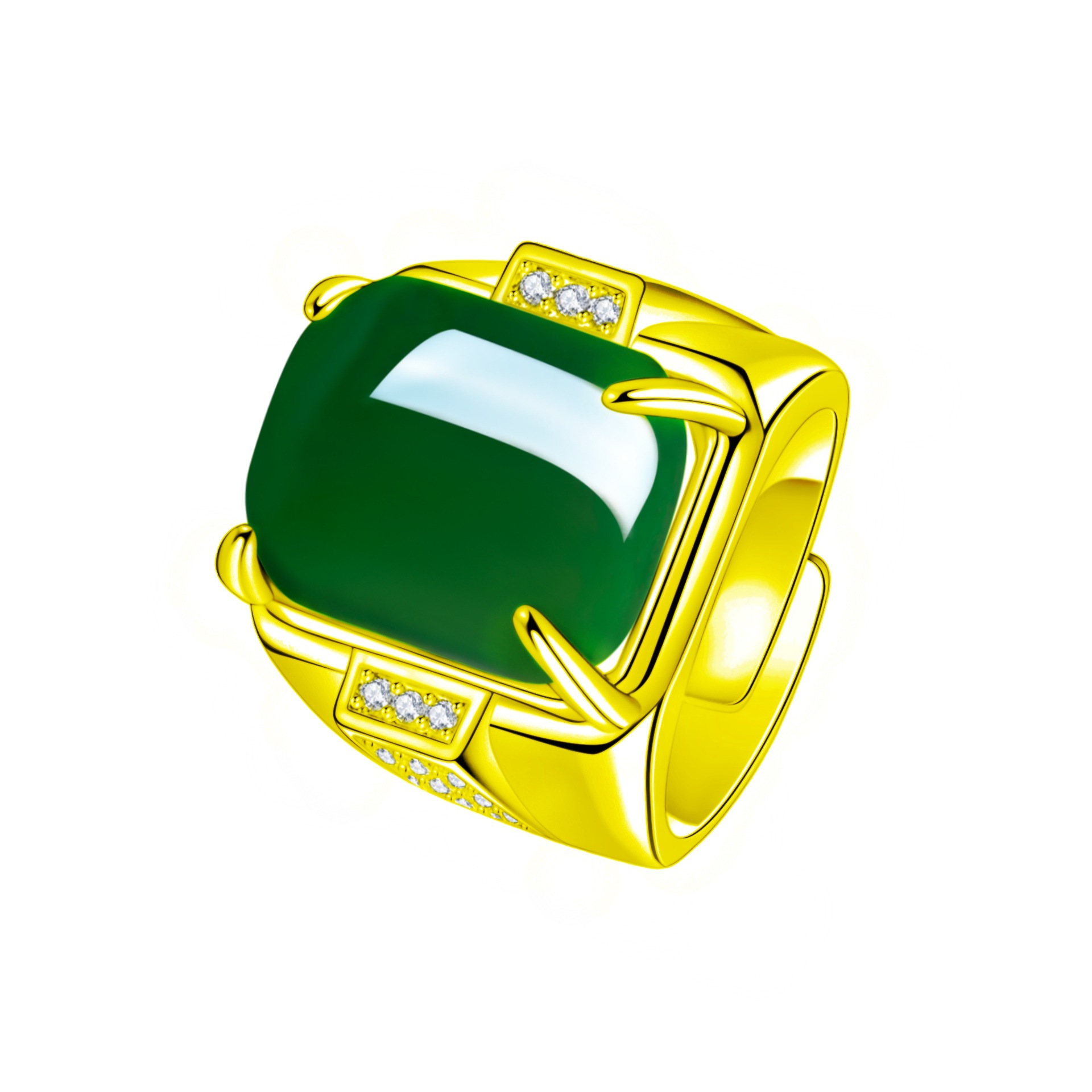Square agate retro ring jade