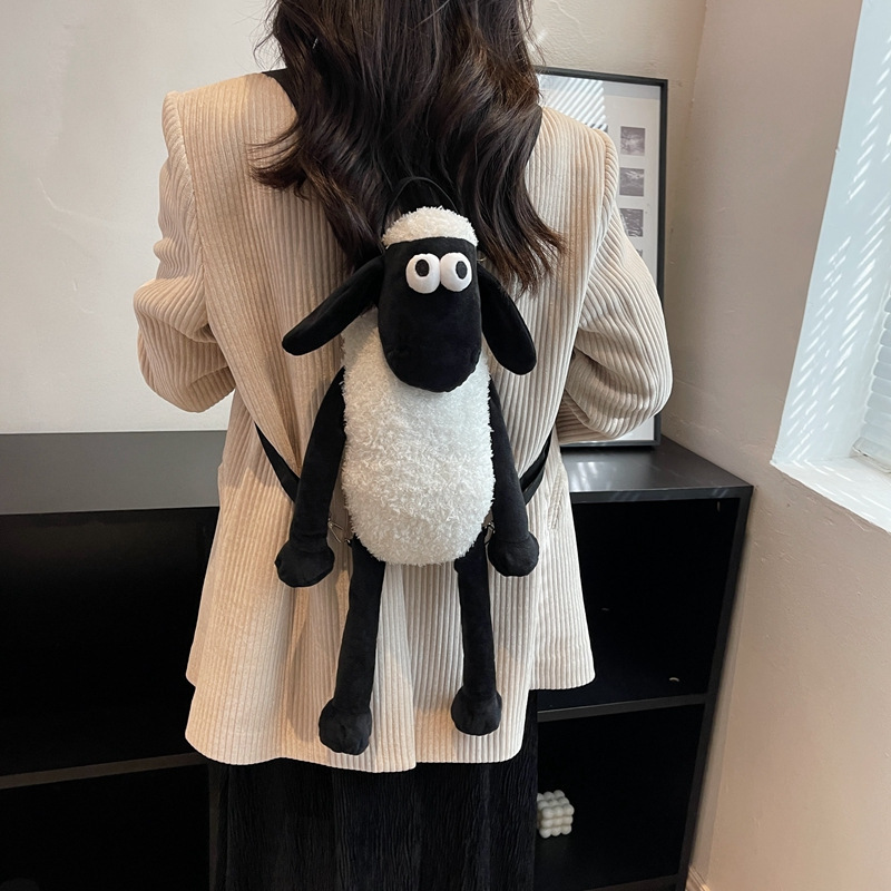 2025 New Little Wool Backpack Female Cute Shaun Sheep Cartoon Doll Backpack Dropshipping