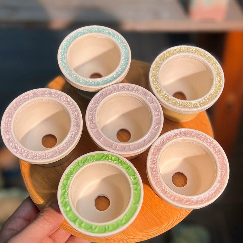 Мясистый горшок с большим пальцем керамический цветочный горшок макарон глазурованный ледяной трещинный карниз простой креативный маленький мини-контроль