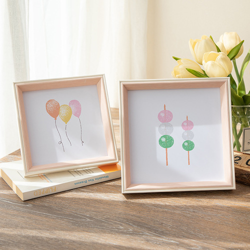 Minimalist Nordic square picture frame, tabletop display, children's oil pastel DIY frame, photo mounting, print frame, wall hanging