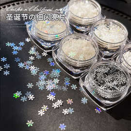 超薄圣诞雪花亮片美甲饰品网红爆闪轻奢银色细沙指甲贴片装饰批发