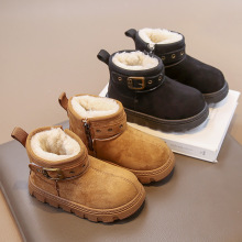 2025冬季新款儿童加绒加厚大女童雪地靴卡皮巴拉男童棉靴棉鞋短靴
