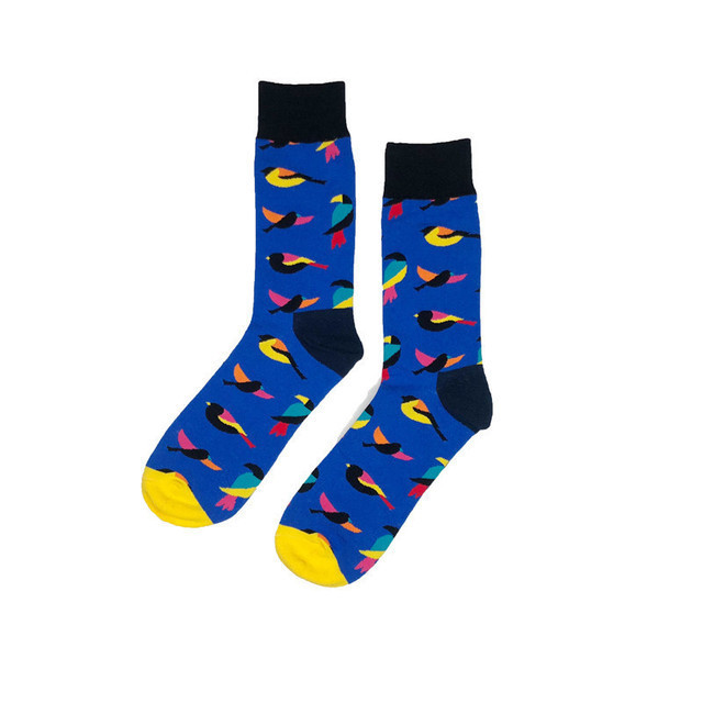 Men's Ankle Socks Cartoon Flower Leaf Submarine Bird Fashion Harajuku Happy Funny Skateboard Hip Hop Street Men Casual Cotton