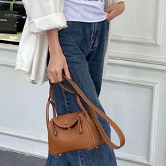 高級版第一層牛革ミニリンディバッグ本革レディースバッグドクターバッグハイエンドロックショルダークロスボディバッグスモールバッグ