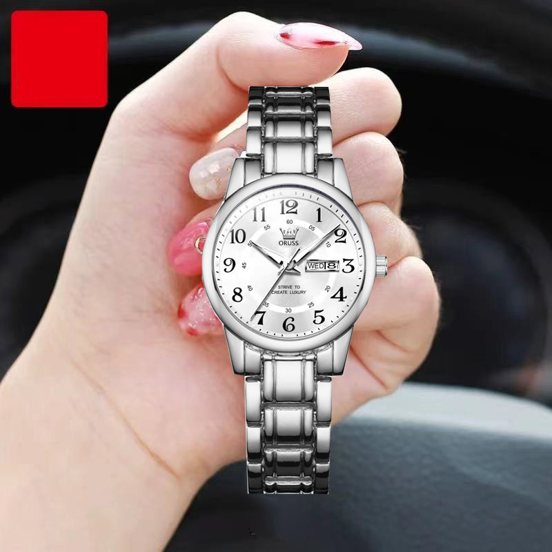 Cross-border Explosions Shake Tone Fast Hand Hot Sale Foreign Trade Cross-border Quartz Watch Digital Wrist Watch Double Calendar Simple Women's Watch for Women