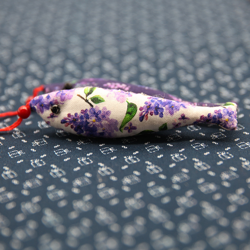 Patchwork estilo antiguo pescado coche colgante bolsa joyería suéter cadena bordado decorativo hecho a mano DIY llavero colgante