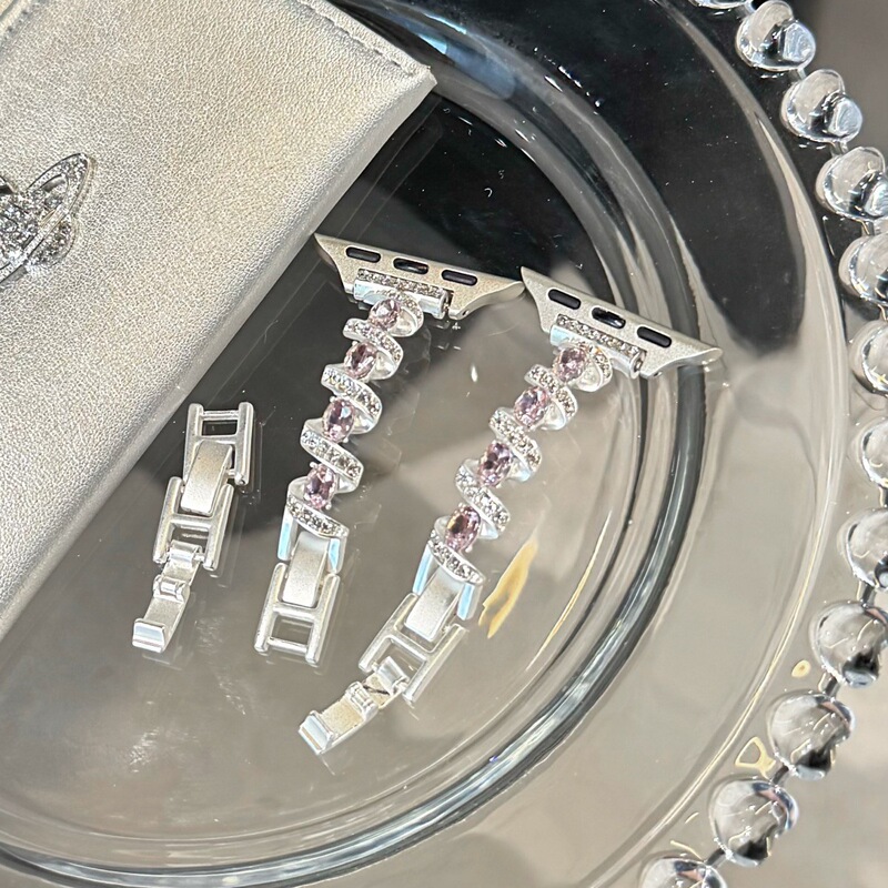 Spiral diamond bracelet metal strap suitable for Apple Watch 10 11, Huawei 11, Fit5, GT6, Xiaomi wristband