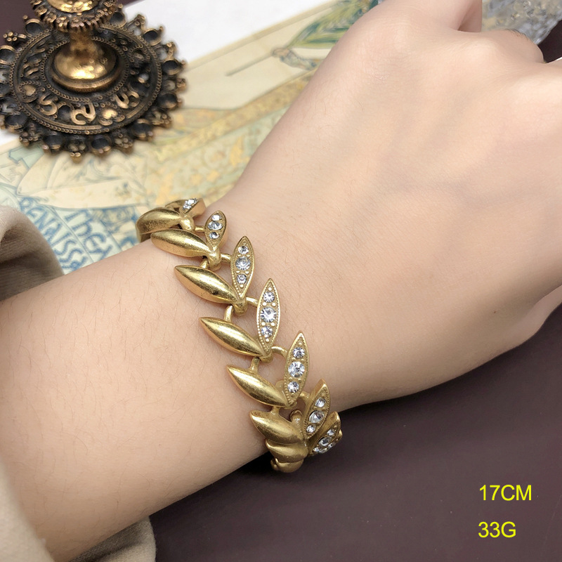 Estilo retro francés forma de la hoja chapado en oro collar de oro pulsera de lujo de Luz elegante collar de diamantes pulsera traje