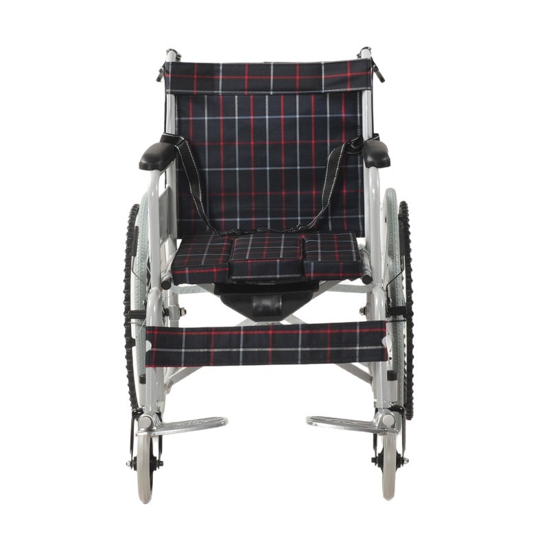 Silla de Ruedas Plegable con Inodoro de Acero de Alto Carbono