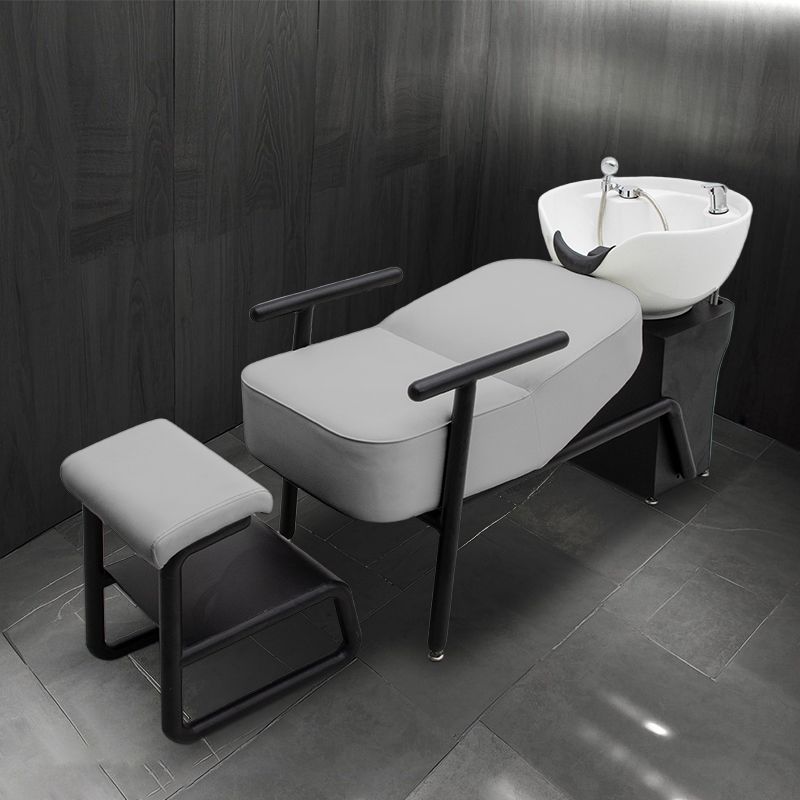 티타늄 블랙 메탈 프레임 - 라이트 그레이 가죽