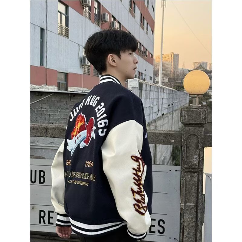 Reckless Baseball Uniform Men's Autum 2025 New American Trendy Brand Red Jacket Flight Jacket Women